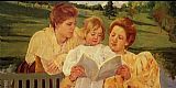 Mary Cassatt The Garden Reading painting